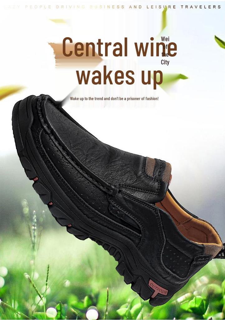 2026 Men's Non-slip Durable Leather Slip-on, Thick Sole Outdoor Work Shoes