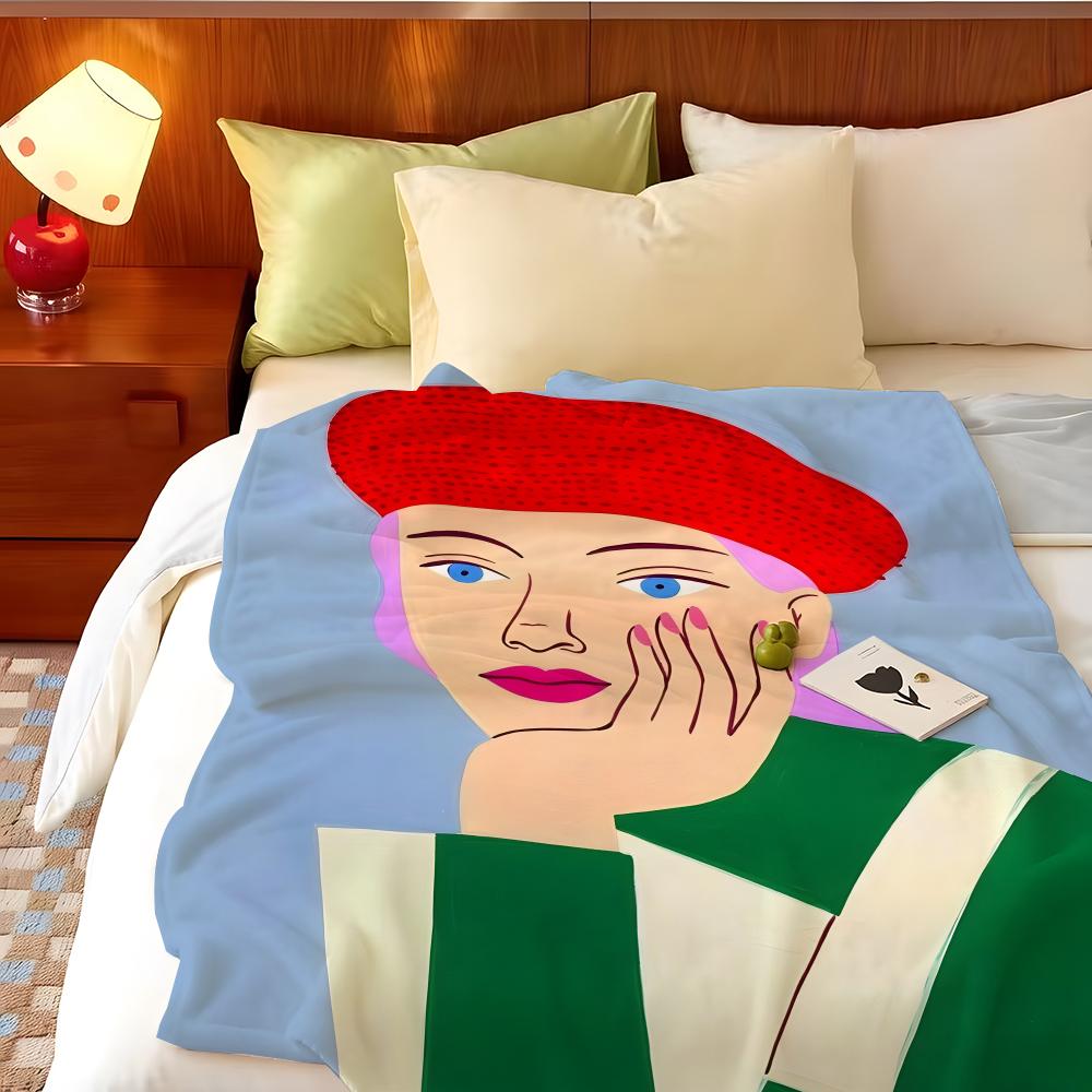 Artist A-Agathe S-Singer Throw Flannel Throw Blanket, Lightweight Cozy, Durable Washable Cute Cool
