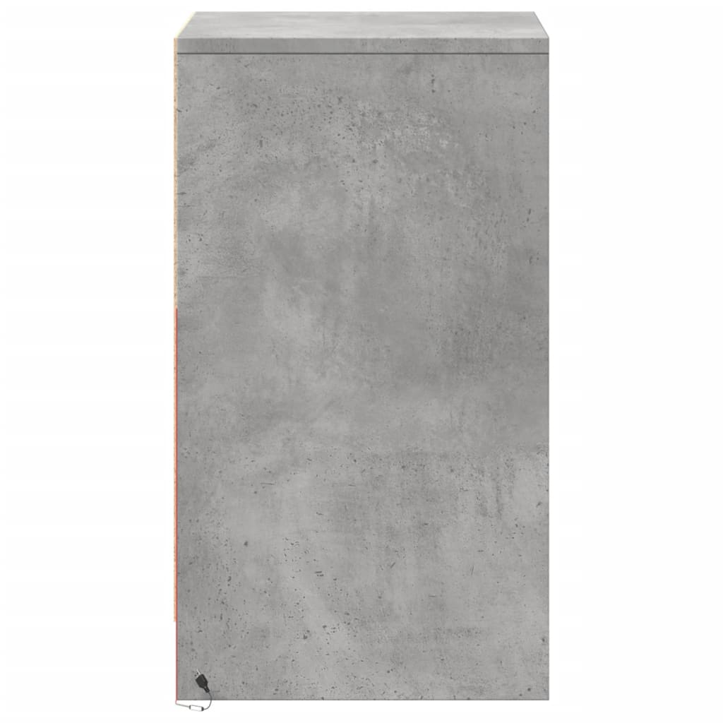Nightstand with LED Lights Concrete Grey Particleboard