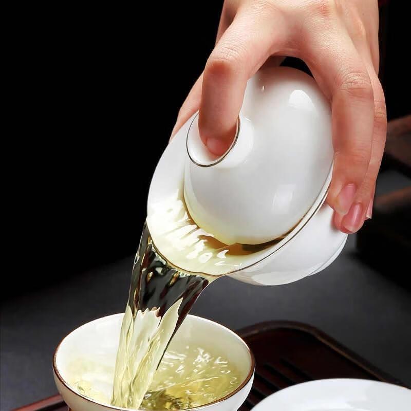 Gaiwan Ceramic cu Margine Aurită HANDUNYOU