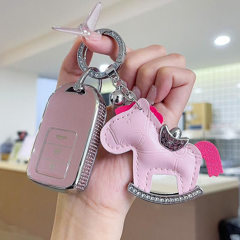 Premium Women's Car Key Case for Honda Accord, Civic, CR-V, Fit, Odyssey, Vezel, Lingpai, and XR-V