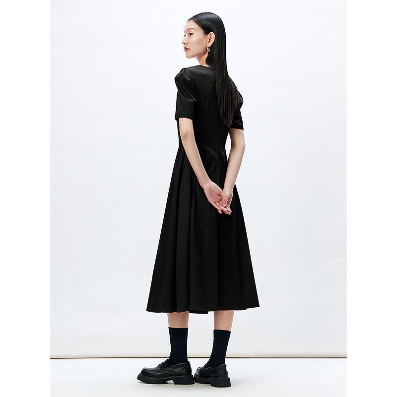 Women's French Square Neck A-Line Midi Dress
