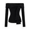 Trendy Women's One-Shoulder Ribbon Long-Sleeve Top - Sexy Casual Base Layer