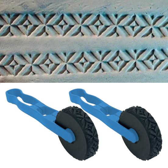 Clay Pattern Roller Pottery Tool Textured Clay Art Roller with Handle Clay Texture Tool for Clay Pottery DIY Projects