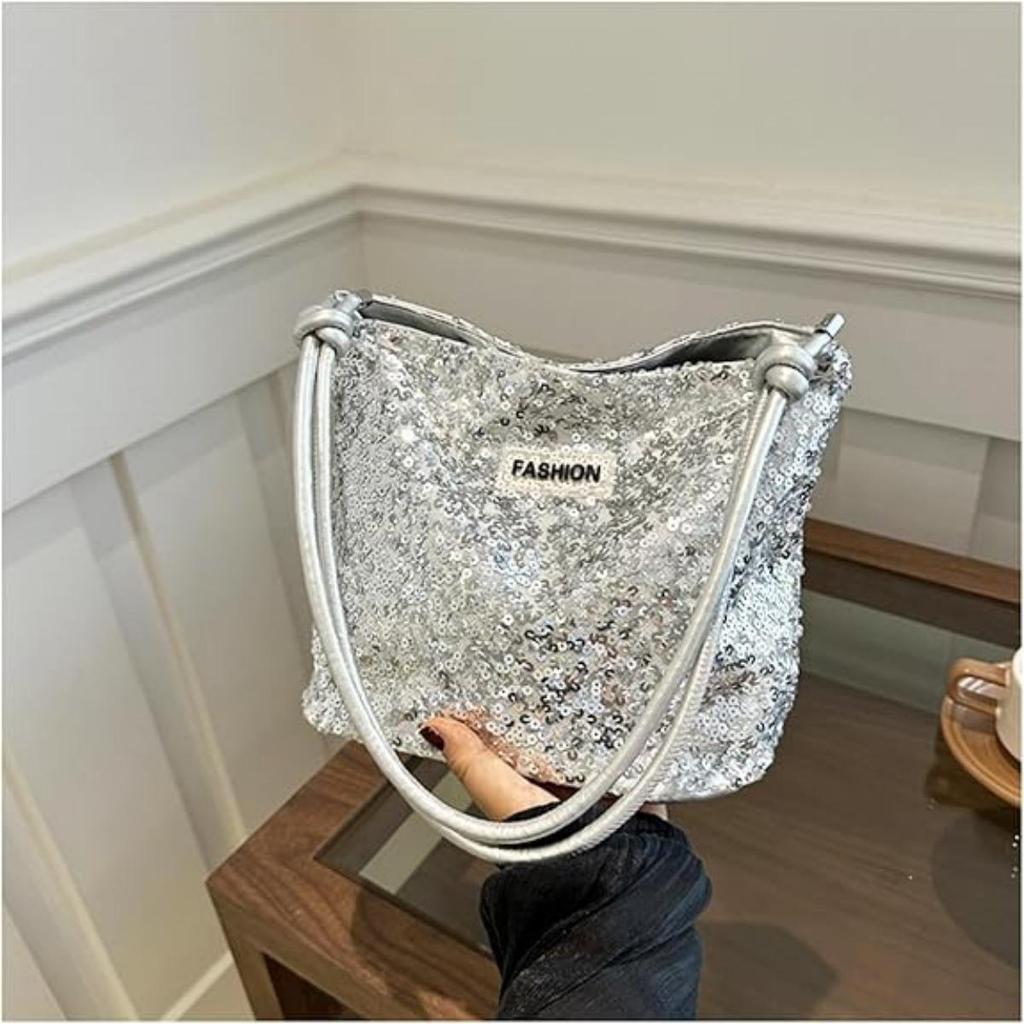 Sequin Handbag, Tote Bag for Women, Adjustable Shoulder Strap, Crossbody Bag for Wedding, Prom, Parties, Travel