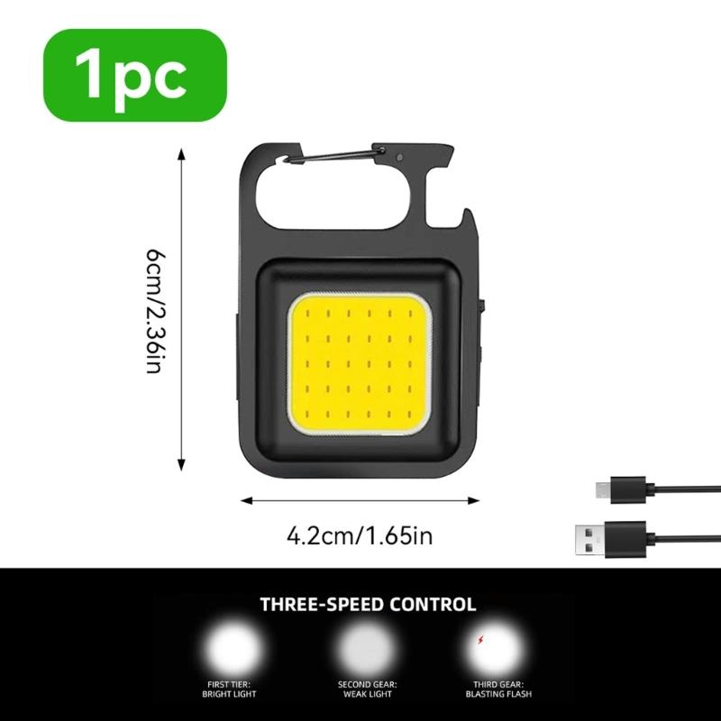 Mini Portable Flashlight Keychain Light Rechargeable LED Pocket Brightness Multifunction Camping Light Outdoor Work