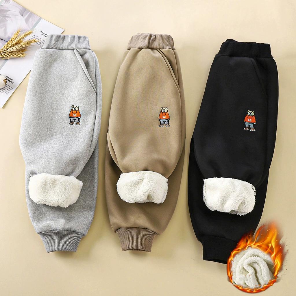 Childrens Thick Woolen Pants with Plush Winter Boys Warm Pants Baby Pants Childrens Clothing Kids Clothes Leggings