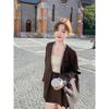 Vintage Elegant Slim Fit Blazer for Women Autumn Retro Office Jacket Petite Ladies Formal Coat