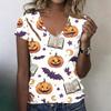 Women's V-Neck Halloween Print Blouse Lightweight Spring Summer Top