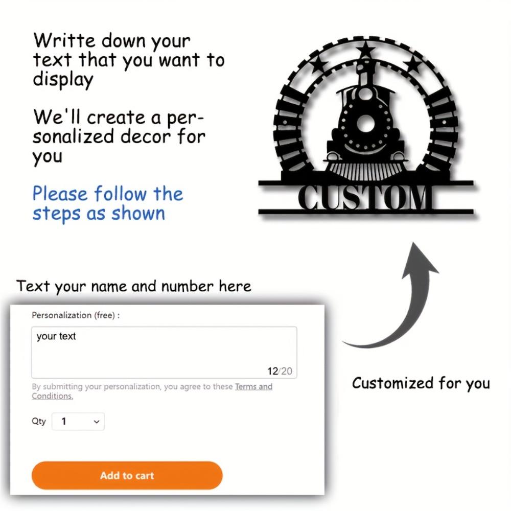 Винтажный металлический настенный декор в виде поезда Локомотив Рустик Декор