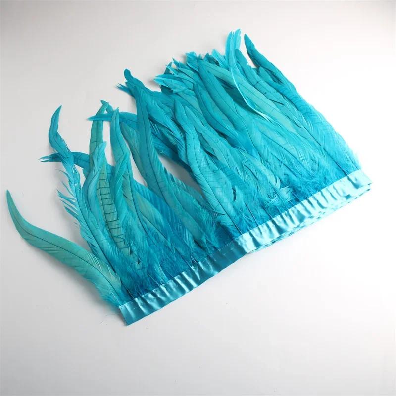 10Yard/lot Rooster Tail Feathers Trims for Needlework DIY Handicrafts 25-30cm Feather Fringes for Clothes Carnival Accessories