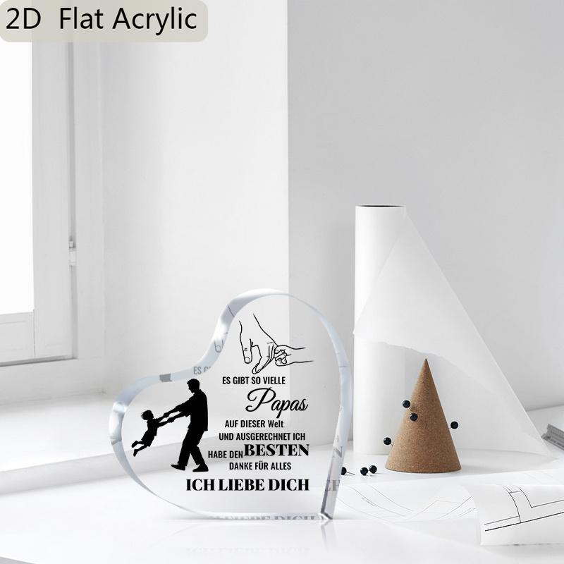 1pc German 'My Best Father, I Love You' Acrylic Ornament - Heart-Shaped Father & Son Silhouette Design, Modern Home Decor for Living Room, Bedroom