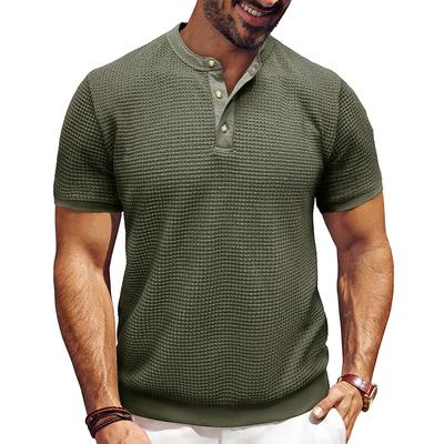 Magliette Henley a maniche corte da uomo, magliette estive con bottoni, magliette casual di base, magliette in tinta unita, magliette morbide e comode, magliette classiche da uomo con vestibilità atletica