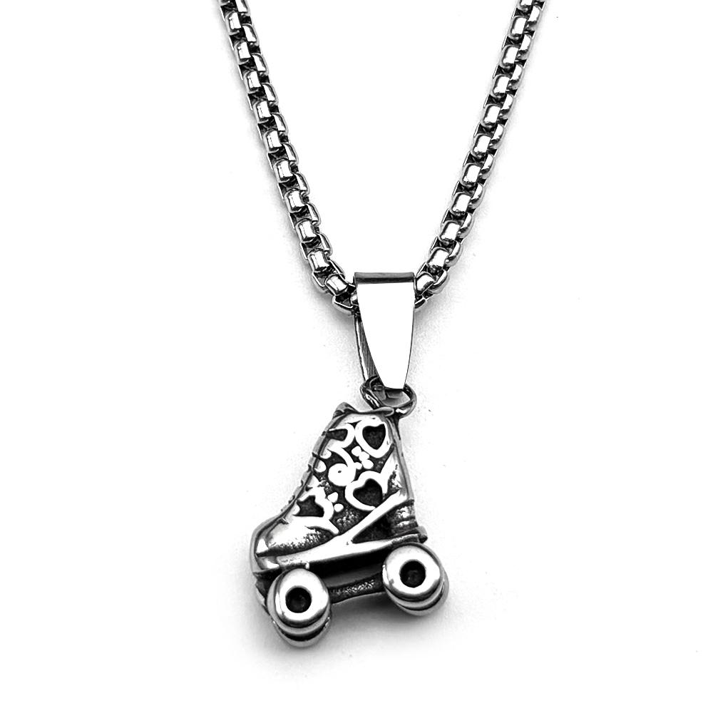 Roller Skates Neck Chain For Women Men Stainless Steel Silver Color Fashion Male Hiphop Hottie Party Pendant Necklace Jewelry