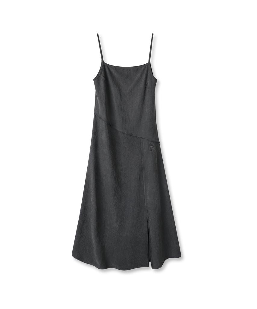 AVANDRESS Diagonal Line Sleeveless Dress Black