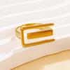 INS Style Geometric Hollow Line Design Stainless Steel Ring