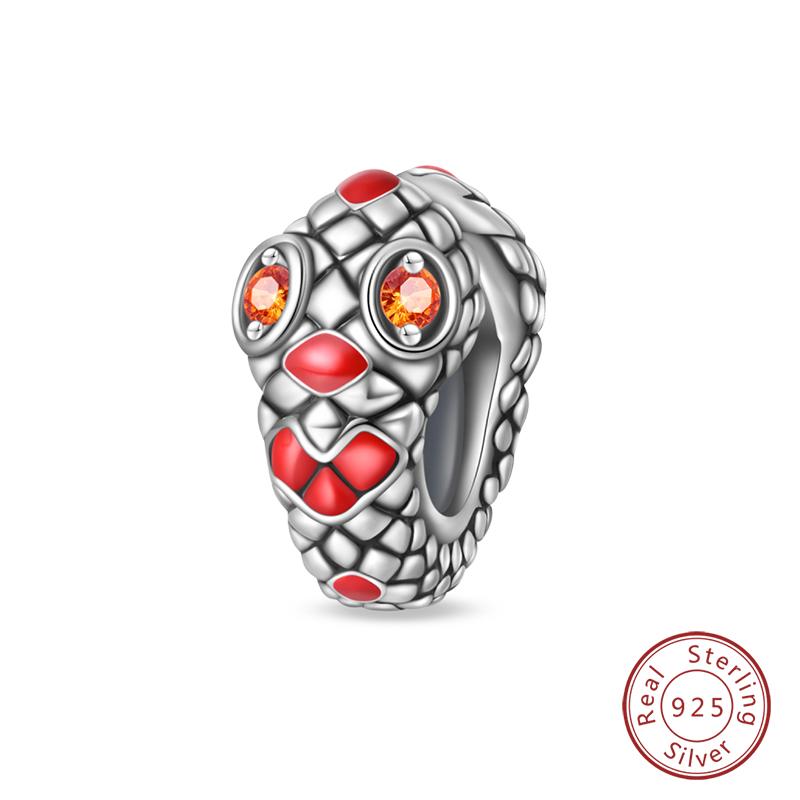 100% Copper Exquisite Tarot Cards Bracelet Pendants Blood Red Fire Snake Rose Charms Beads Diy Jewelry For Women