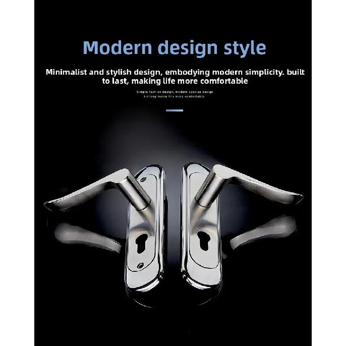 Universal Stainless Steel Indoor Door Lock Adjustable Wooden Door Handle for Bedroom Security Tamper-Free Household Safety