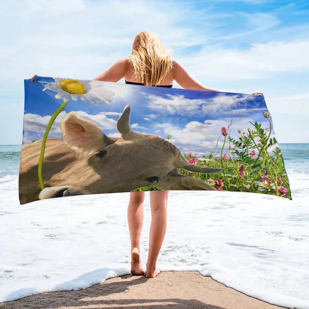 Daisy Sunflower Funny Tiger Cartoon Bath Towel Microfiber Yellow Flower Beach Towel Summer Quick Dry Swimming Cover Face Towels