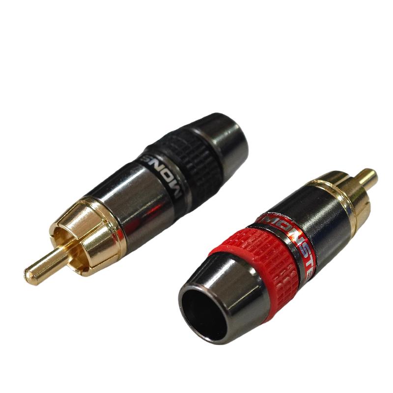 2/6/10 Pcs Gold-Plated Copper Lotus Solder Plug - Male Audio & Video Red-Black Extension Connector
