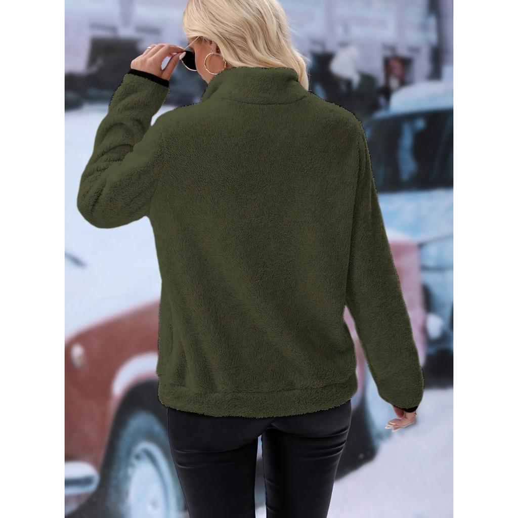 2026 Plush Half-Zip Sweatshirt - Cozy Fleece Hoodie W/ Kangaroo Pocket, Dog Walking to Coffee Run Athflow Essential