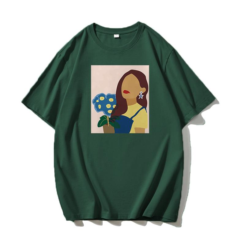 Shellsuning Oversized 100% bavlněné tričko Harajuku pro ženy Letní móda Jednoduchý krátký rukáv Měkká trička Dámské základní gotické topy