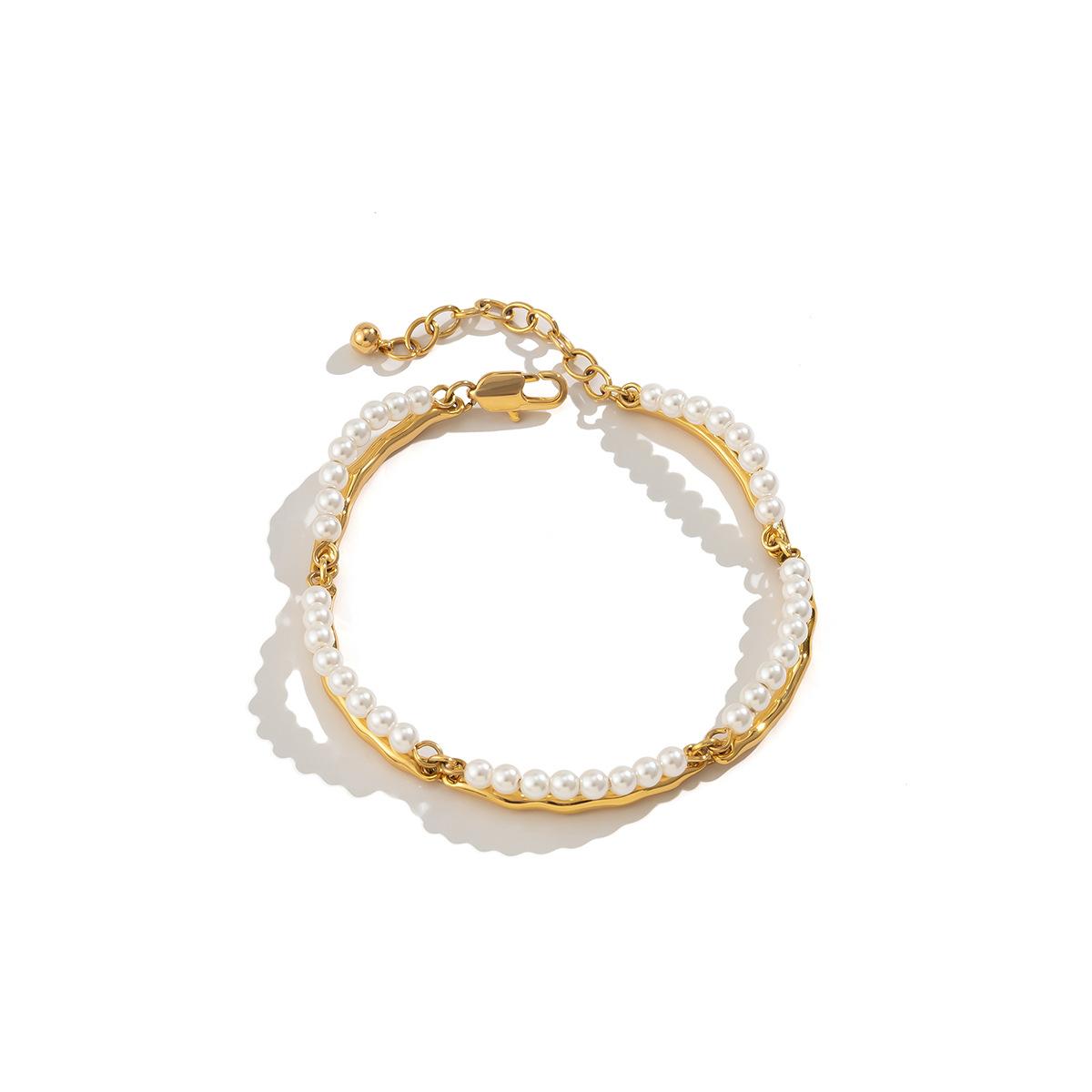 

Двухслойное ожерелье-браслет из бамбука с медным покрытием 18 карат, французский ретро-жемчуг для женщин, нишевый дизайн, темперамент, многослойное ношение