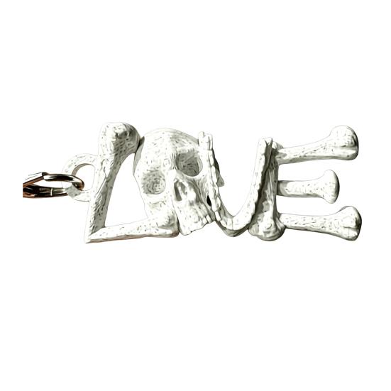 3D Printed Skull LOVE Keychain Pendant Keychain Skeleton Dark