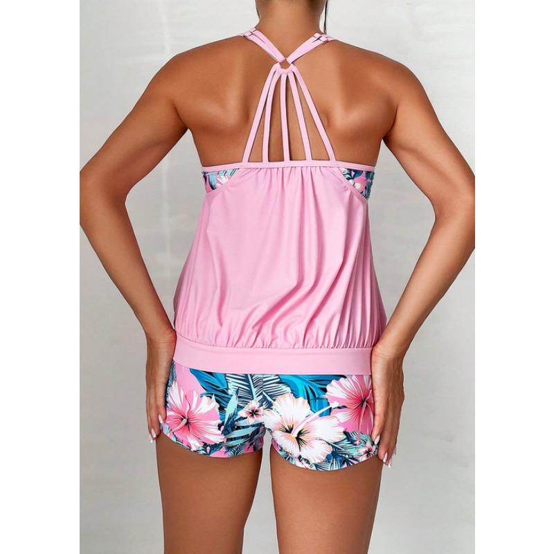 Costume da bagno da donna diviso che copre la pancia e snellisce, costume da bagno a tankini stampato conservativo, costume da bagno da donna