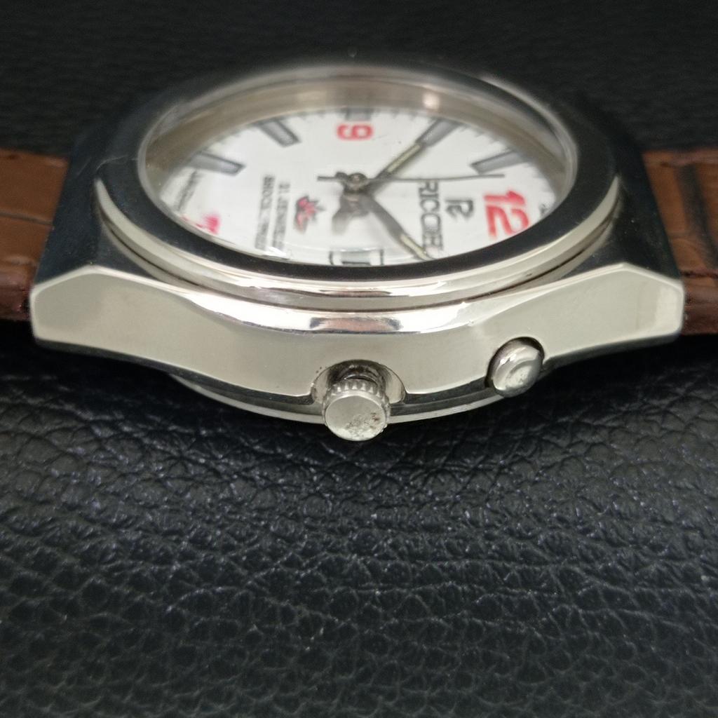 JAPAN VINTAGE RICOH R31 AUTOMATIC MENS WHITE COLOR DIAL WATCH a707716-1