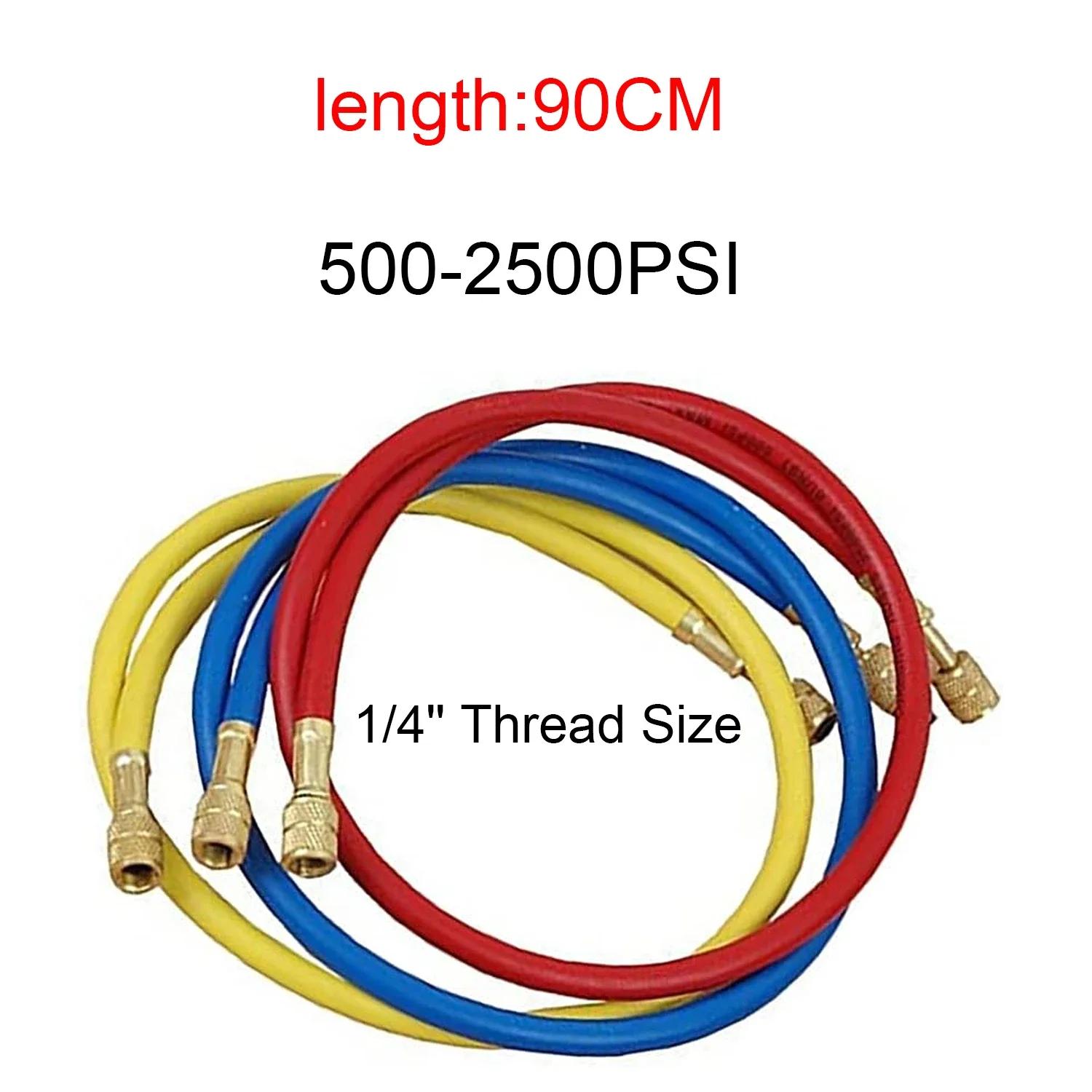 

3PCS Refrigerant Charging Hose 500-25000PSI 1/4 Thread Fits for R12 R22 R134A Car Air Conditioning HVAC Charging Manifold Gauge