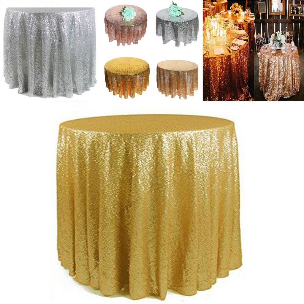 Elegant And Shimmering Sequin Tablecloth 48'' Round For Wedding And Dining Tables