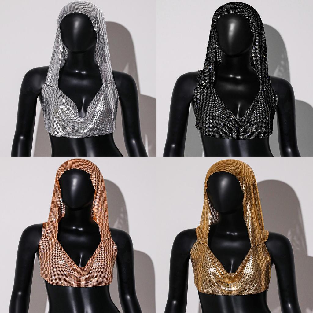Summer Metallic Sequin Crop Top For Women Streetwear Fashion Statement