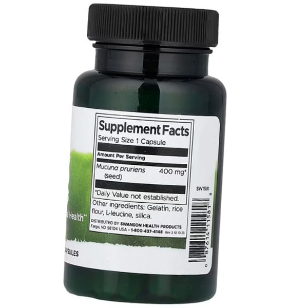 Mucuna Pruriens, Mucuna Pruriens a spettro completo 400, Swanson 60 capsule (71280211)