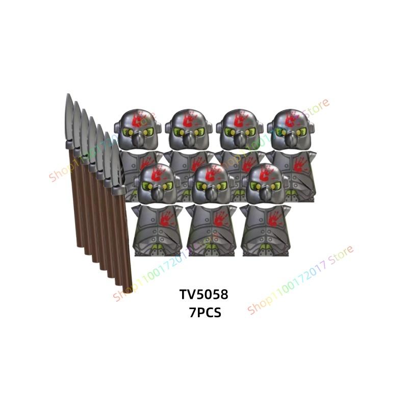 7PCS Anime Movie TV6401 TV6402 Series Action Figures Blocks Toy Orcs Medieval Wars Soldiers Building Bricks Model Toys Gift