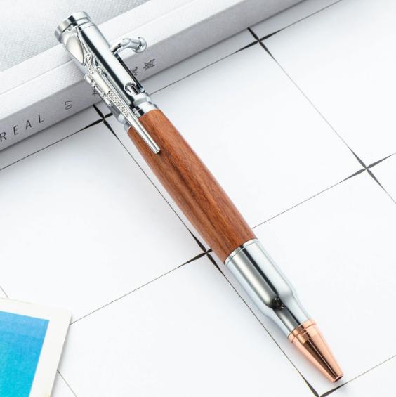 Professional Bolt Action Ballpoint Pen - 1PC Durable Metal Wood Pen, Travel Office School Wedding Favors Gift