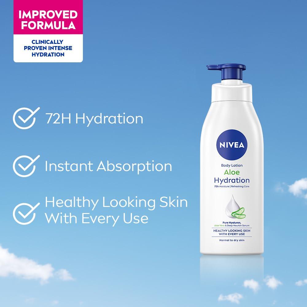 Nivea Aloe Hydration Body Lotion, 400ml | 72H Moisturization | With Deep Moisture Serum & 100% Natural Aloe Vera Extracts
