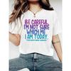 European Size Plus Size, Women's Plus Size Funny "Today I'm Not Sure Who I Am" T-Shirt - Oversized Round Neck Short Sleeve Top with Bright
