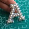 26 Pcs Crystal AB Pearl Rhinestone English Alphabet Letter Patches A-Z, Sew On or Glue On Clothes Name Applique