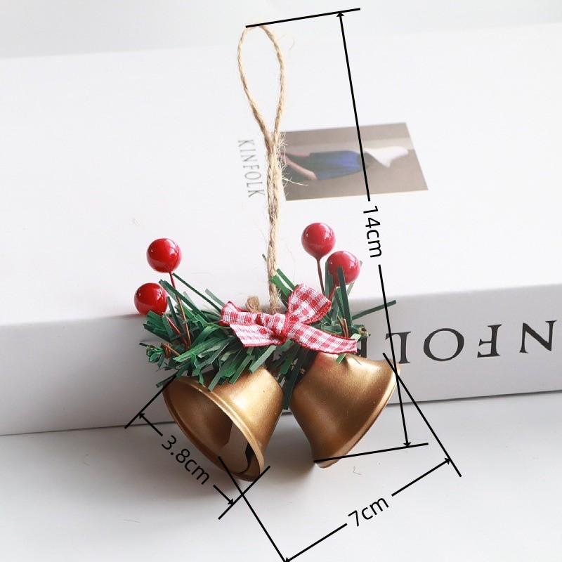 Christmas Day Decoration Double Horn Bell Showcase Christmas Tree Pendant Handmade DIY Accessories Metal Bell Pendant