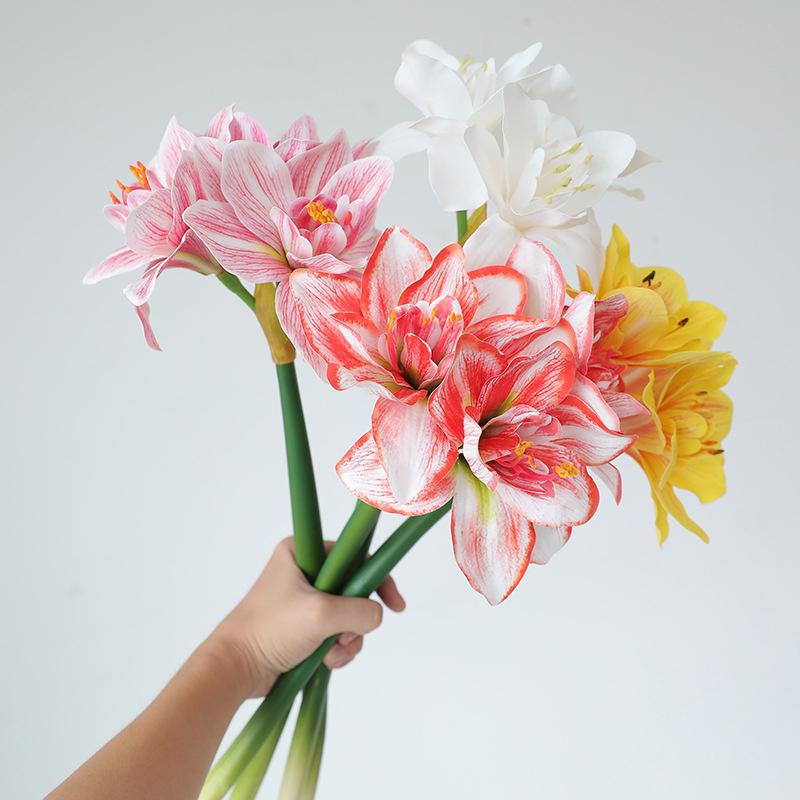 63Cm Clivia Vermilion Aranjament Floral Artificial pentru Nuntă Ornament pentru Acasă Living Hol Hotel
