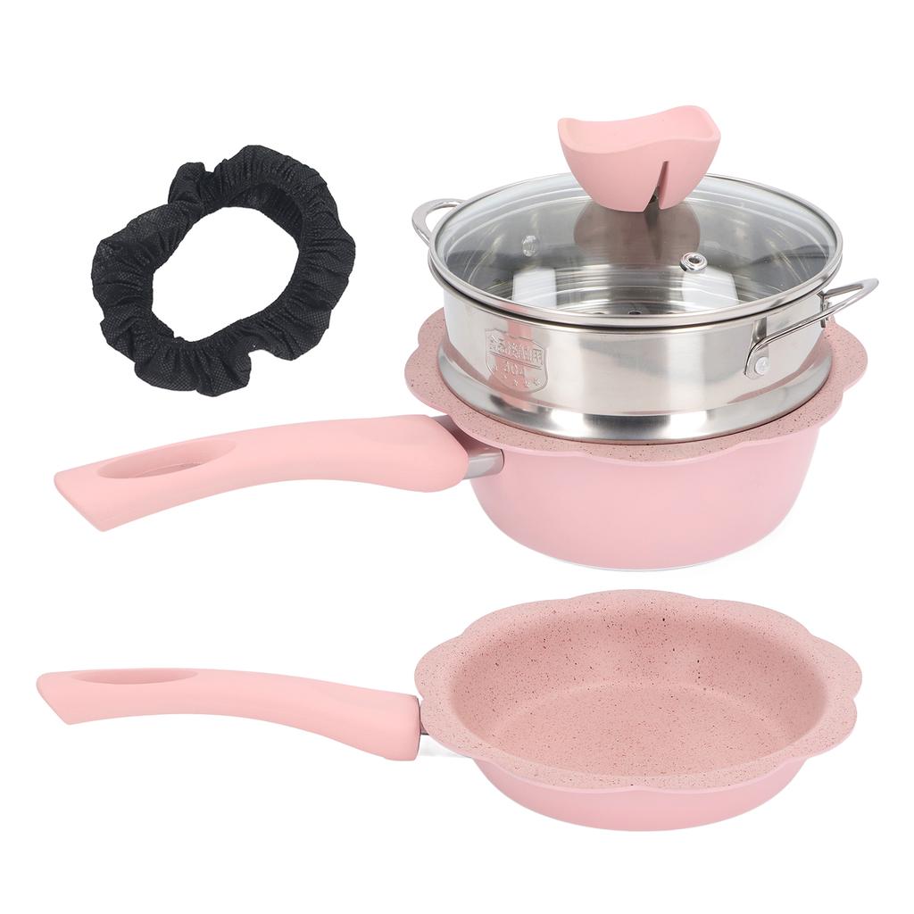 Casserole Polyvalente Avec Couvercle Transparent Panier Vapeur Poignées Résistantes à la Chaleur Revêtement Antiadhésif Casserole Pour Cuisson Sauce Casserole à Lait Pour Aliments Sains