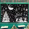Winter Glass Stickers 9Pcs Christmas Window Cling, Snowman Snowflake Tree Static Holiday Party Sticker Sticker, Removable Double-sided Decor
