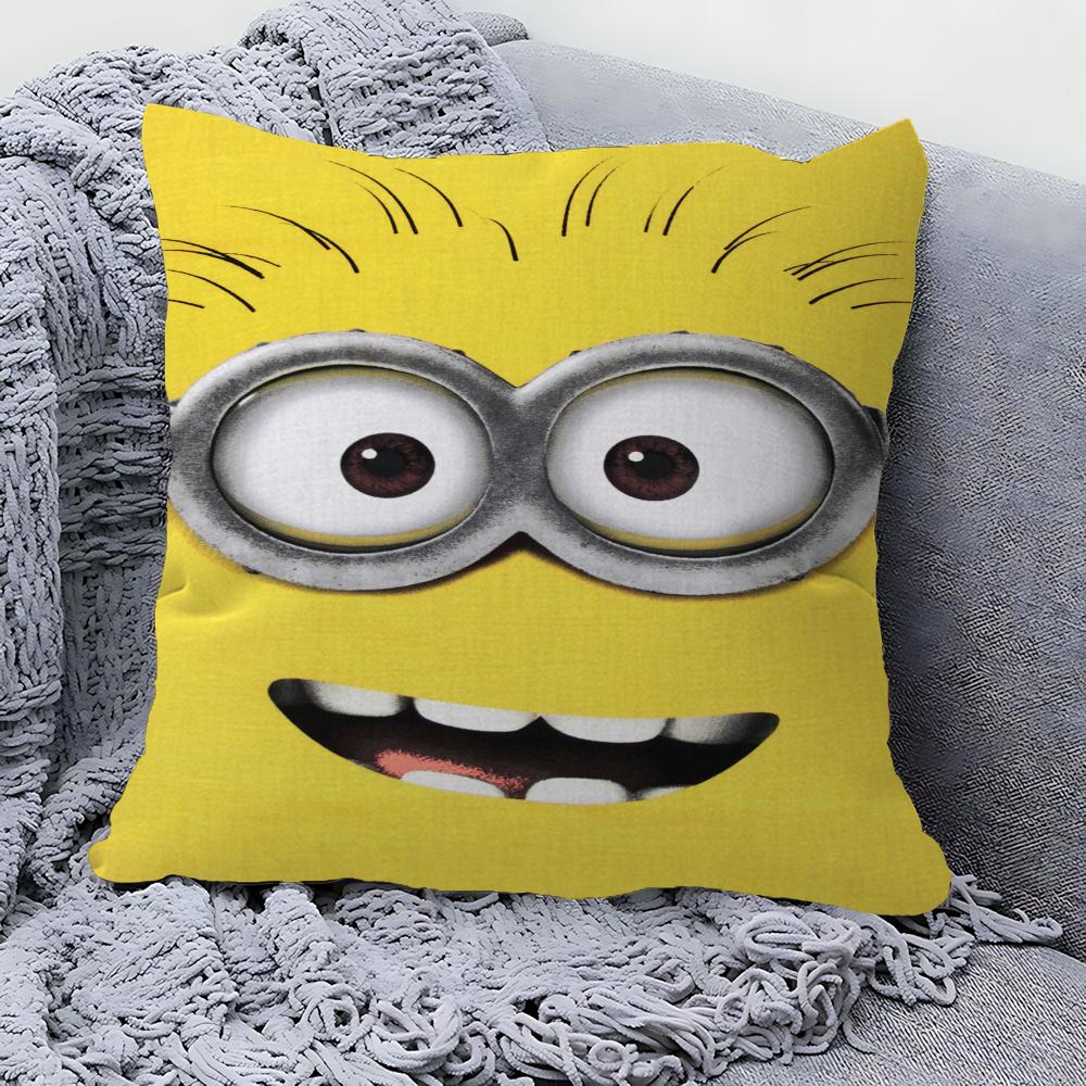 Almohada de Dibujos Animados-M-Minions Almohada de Anime Funda para Almohada de Sofá Cama Cabecero Funda para Cojín 45x45 Cm Moda