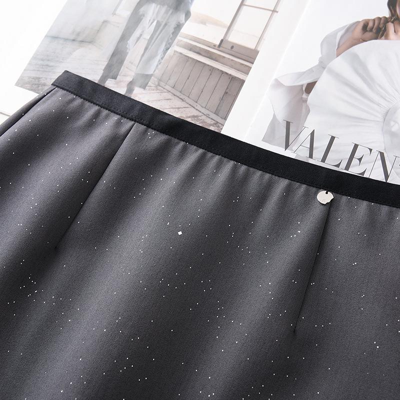 Gray Sequin A-line Midi Skirt: Spring 2025 Women's Petite Bodycon Design