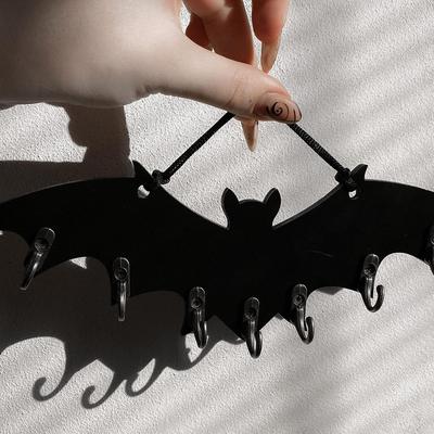 Wooden Wall Mount Bat Hook Decoration Gothic Wooden Bat Key Rack Decorative Space-Saving Organizer Hanger Rack