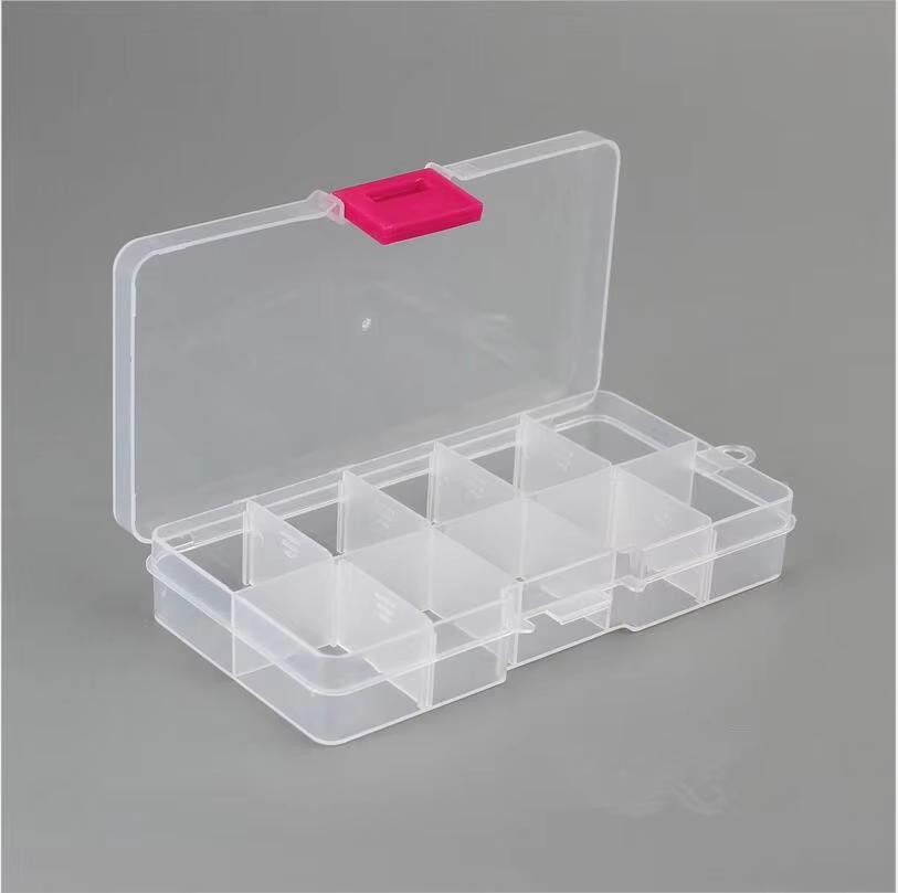 10 Slots Plastic Storage Organizer Container Jewelry Organizer Box with Adjustable Dividers for Beads Crafts Jewelry DIY