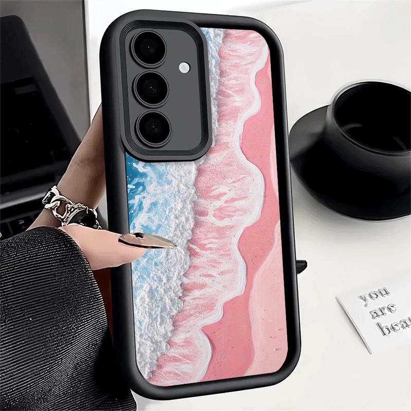 Phone Case for Samsung Galaxy S26 S25 Ultra S24 FE Pink Sunset Beach Dreamy Scenery Shell S23 Plus S22 + S21 S20 5G Soft Silicon