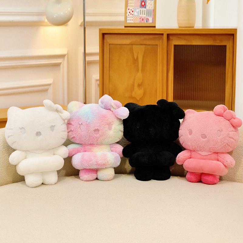 Sanrio Black Hello Kitty Plushie White Pink KT CAT Plush Toys Anime Cartoon Anime Soft Stuffed Dolls Pillow Kids Birthday Gift