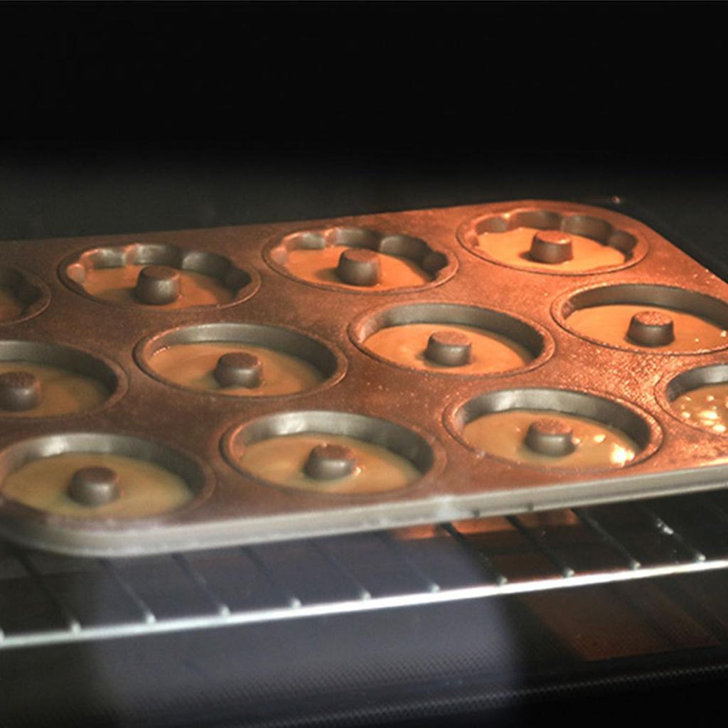 Baking Mold 12-Cavity Non-Stick Silicone 35.5x26.5cm Gray Cake Pan